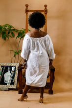 Load image into Gallery viewer, Moshood Linen Off The Shoulder Logo Dress

